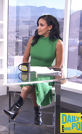 Julissa Bermudez's green asymmetric hem dress on E! News Daily Pop