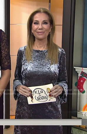 Kathie's grey velvet shift dress on Today