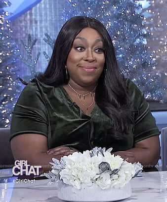 Loni's green velvet top on The Real