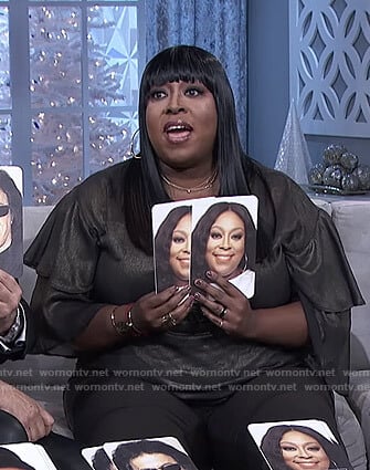 Loni's metallic layered sleeve top on The Real