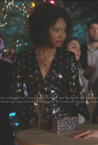 Monica's blue sequined mini dress on Dynasty