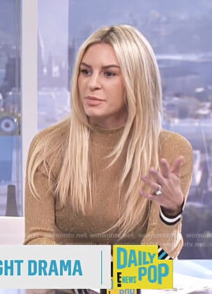 Morgan's gold mockneck top on E! News Daily Pop