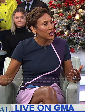 Robin's purple and pink colorblock dress on Good Morning America