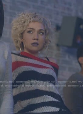 Star's distressed striped sweater on Star