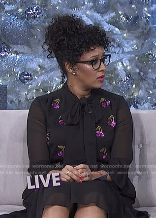 Tamera's black sequined cherry dress on The Real