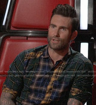 Adam Levine's patchwork plaid shirt on The Voice