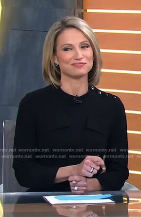 Amy's black long sleeve dress on Good Morning America
