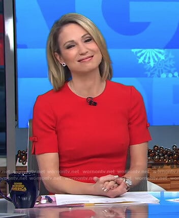 Amy's red bow sleeve dress on Good Morning America