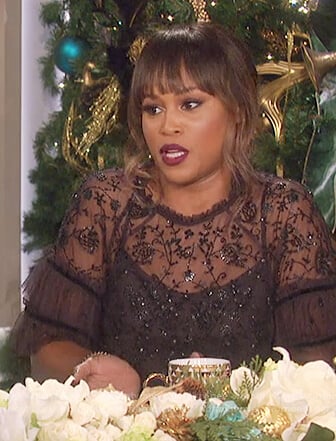 Eve's black tulle floral top on The Talk