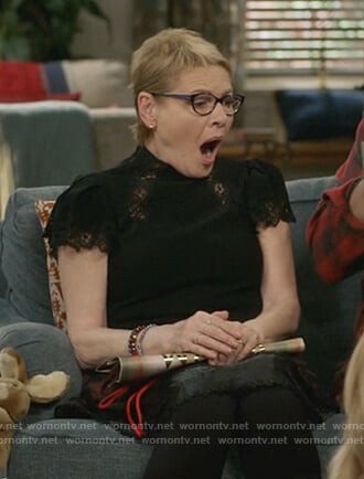 Joan's black lace top on Life in Pieces