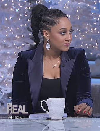 Tamera's blue velvet blazer on The Real
