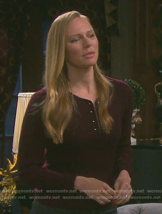 Abigail's burgundy barbell top on Days of our Lives