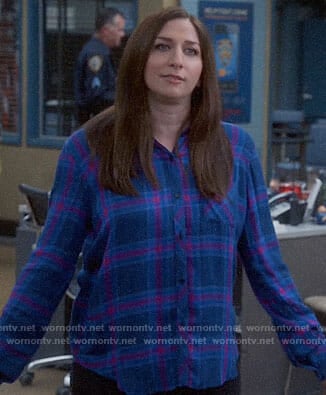 Gina's blue and pink plaid shirt on Brooklyn Nine-Nine
