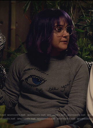 Gert's gray embroidered eye sweatshirt by Marvel's Runaways