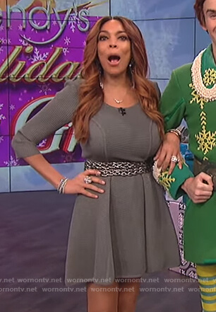 Wendy's gray ribbed fit and flare dress on The Wendy Williams Show