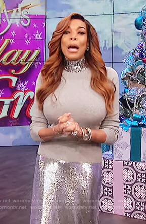 Wendy's gray sequin embellished turtleneck sweater on The Wendy Williams Show