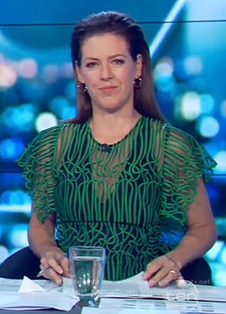 Gorgi's green mesh dress on The Project