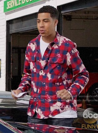 Junior's red bleached plaid shirt on Black-ish