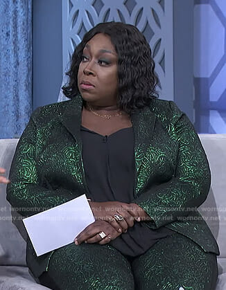 Loni's green metallic suit on The Real