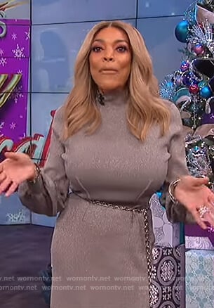 Wendy's metallic sweater dress on The Wendy Williams Show