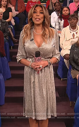 Wendy's metallic v-neck dress on The Wendy Williams Show