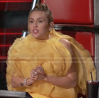 Miley Cyrus's yellow ruffled dress on The Voice