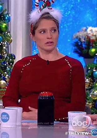 Sara's red pearl embellished top on The View