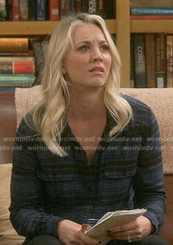 Penny's blue and black plaid shirt on The Big Bang Theory