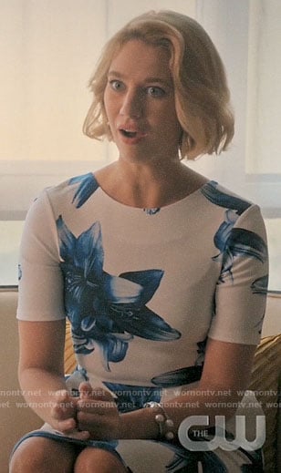 Petra's white and blue floral dress on Jane the Virgin