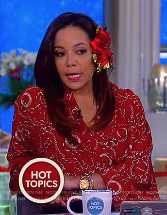 Sunny's red chain print top on The View