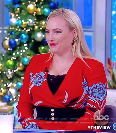 Meghan's red floral print jumpsuit on The View