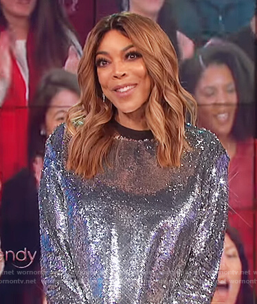 Wendy's silver sequin top on The Wendy Williams Show