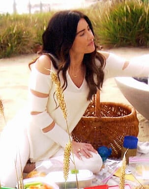Steffy's white sweater with cutout sleeves on The Bold and the Beautiful