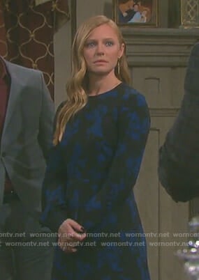 Abigail's black printed long sleeve dress on Days of our Lives