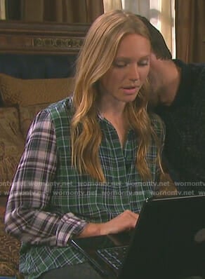 Abigail's green plaid shirt on Days of our Lives