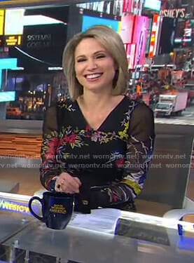 Amy's black floral dress on Good Morning America