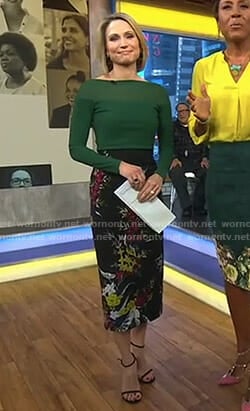 Amy's black floral pencil skirt on Good Morning America
