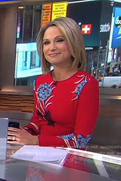 Amy's red floral dress on Good Morning America