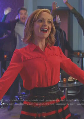 Cat's red frilled shirt on Great News