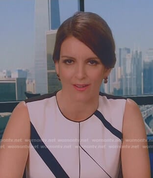 Diana's white colorblock sleeveless dress on Great News