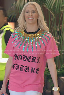 Erika's pink sequin t-shirt on The Real Housewives of Beverly Hills
