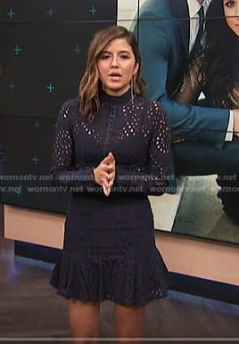 Erin's navy eyelet lace dress on E! News