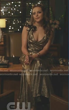 Fallon's metallic flower detailed gown on Dynasty