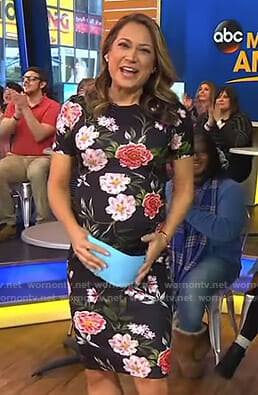 Ginger's black floral maternity dress on Good Morning America