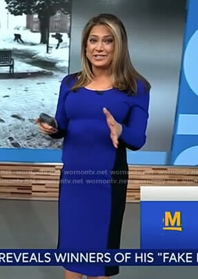 Ginger's blue and black long sleeve dress on Good Morning America