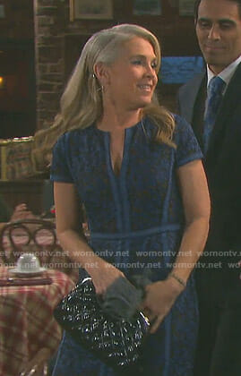 Jennifer's blue floral lace dress on Days of our Lives