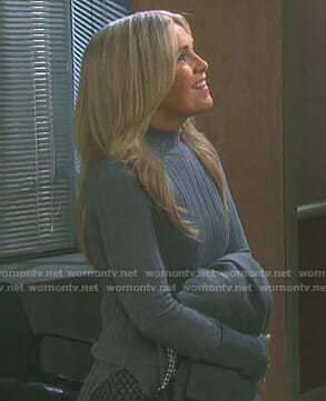 Jennifer's grey ribbed mockneck sweater on Days of our Lives