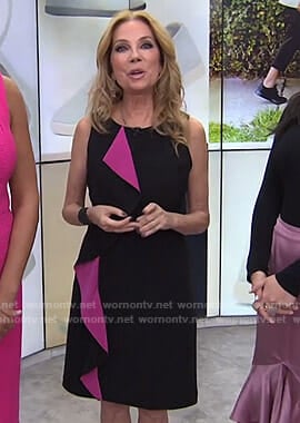 Kathie's black and pink ruffled sleeveless dress on Today