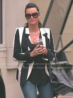 Kyle's black and white striped blazer on The Real Housewives of Beverly Hills