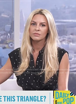 Morgan's black dotted crop top and khaki pants on E! News Daily Pop